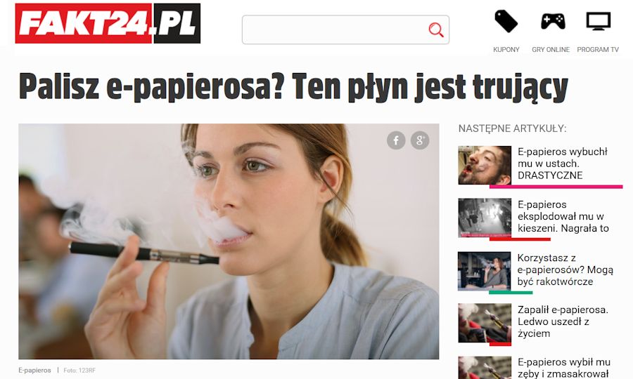 Shock horror headlines on a Polish newspaper website